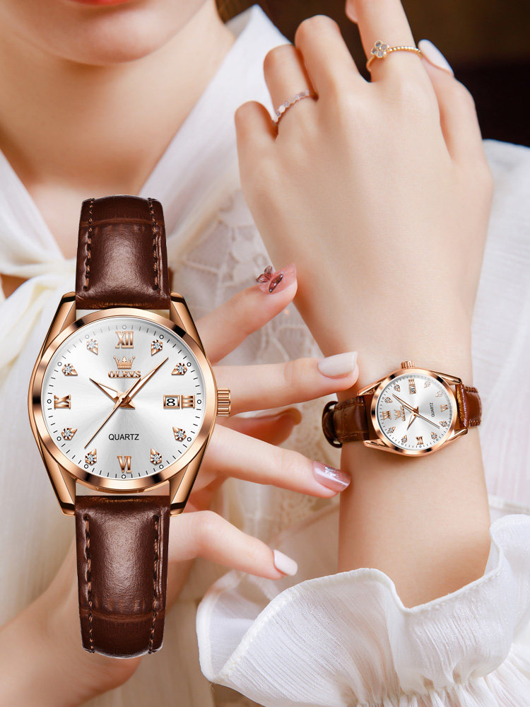 Swiss Certified New Genuine Brand Women's Watch, Simple, Fashionable, Light Luxury, Leather Strap, Famous Watch, Quartz Watch