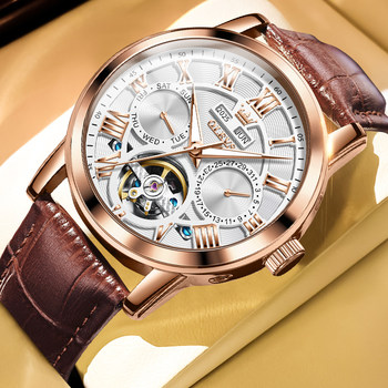 Swiss Certified 2025 New Men's Watch, Fully Automatic Mechanical Watch, Men's Luxury Watch, Genuine Skeleton Leather Strap