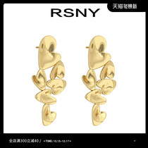 RSNY irregular flower earrings female 2021 New Tide small and exquisite design sense ear ornaments