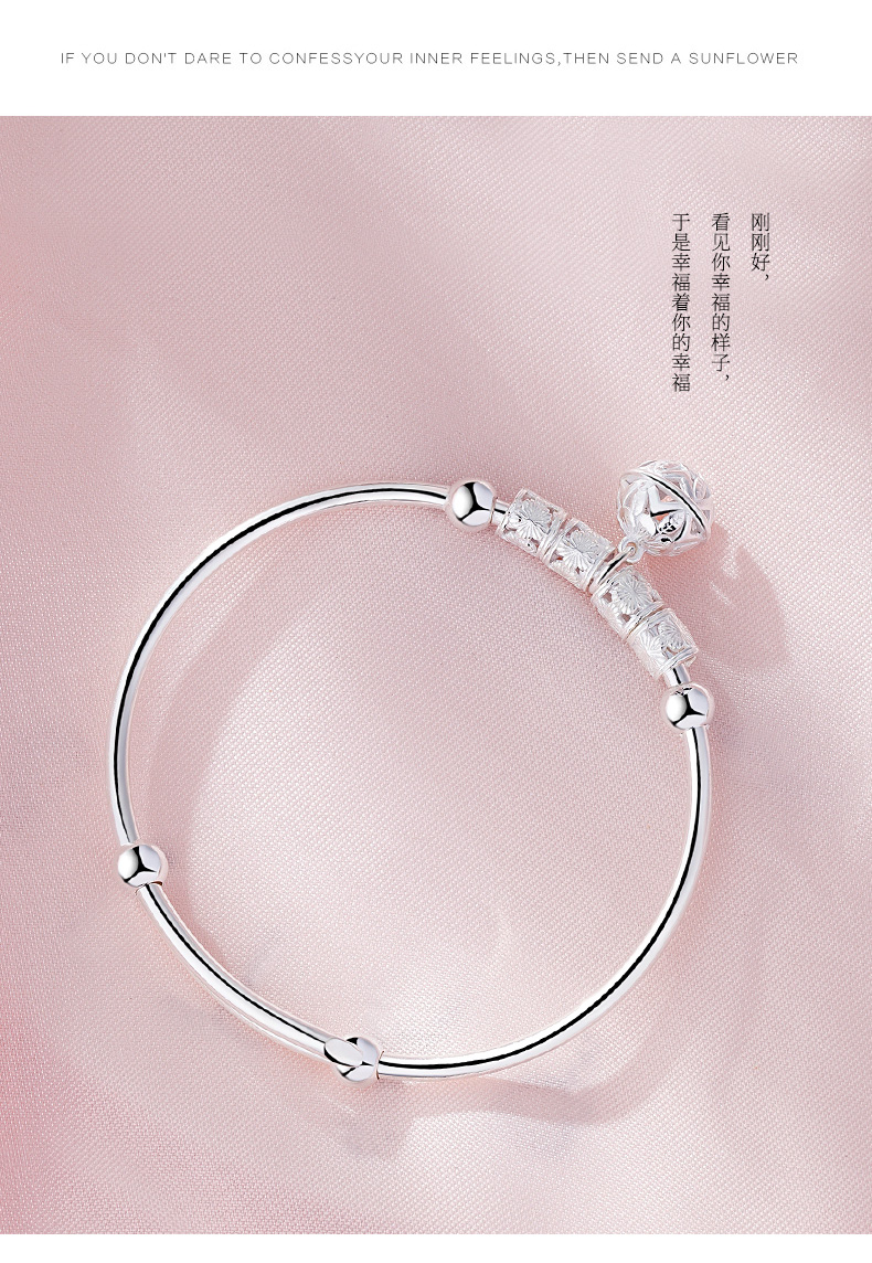 Katillo 999 sterling silver chuông vòng đeo tay nữ sinh viên đơn giản Hàn Quốc phiên bản của tươi Sen trang sức trang sức cung điện chuông cherry bạc
