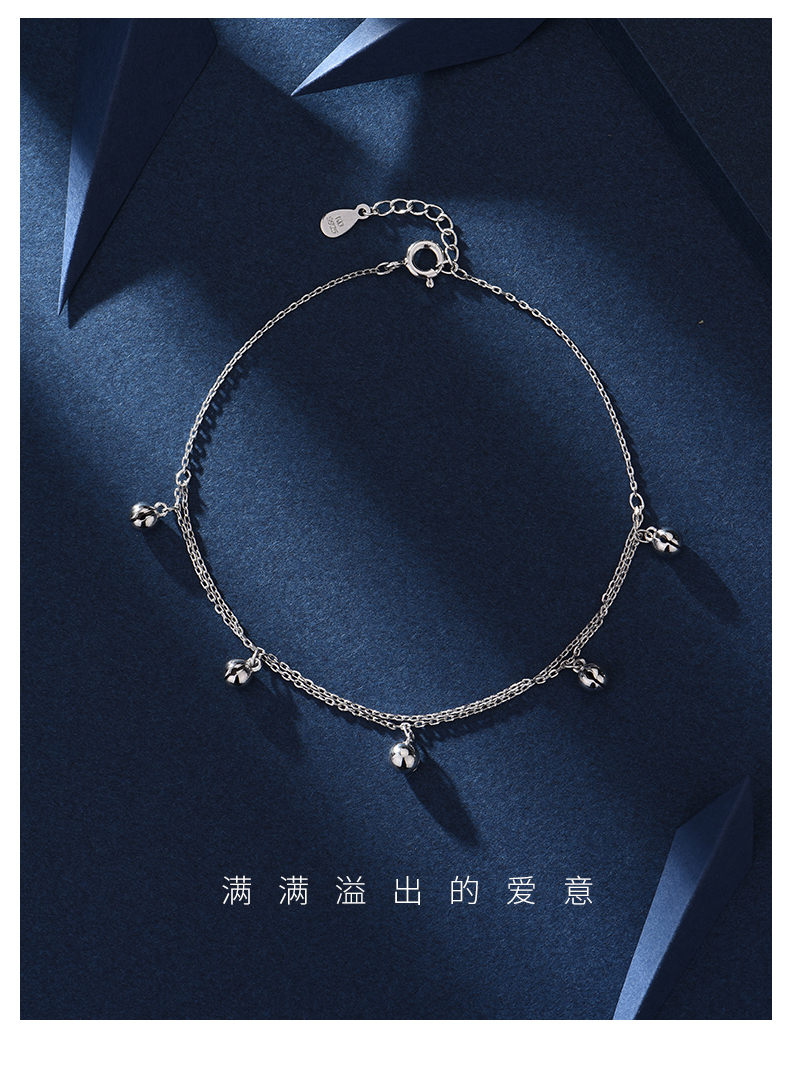 Chuông có một chiếc vòng chân nữ bằng bạc 925 sterling âm thanh phiên bản Hàn Quốc của cô sinh viên đơn giản Sen Sở hữu cá tính nữ sinh nhật Han Han lắc chân nữ hàn quốc