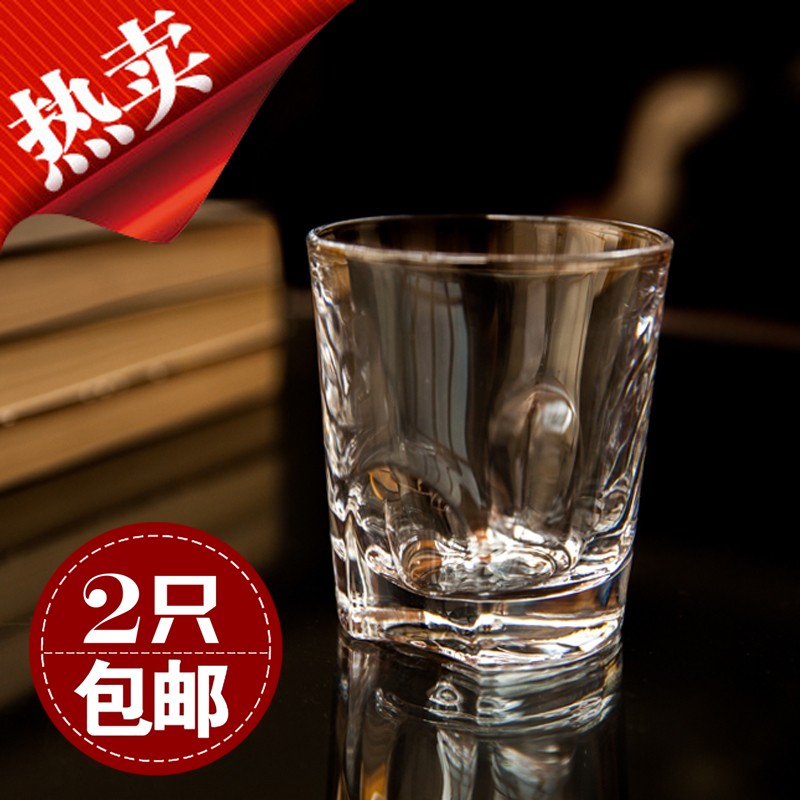Classical Whisky Foreign Wine Glass Suitable to add ice water crystal cup Home high-end water glass Large-capacity profiled straight body water glass-Taobao