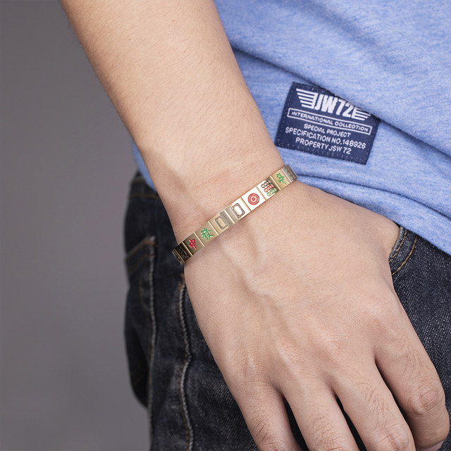 Thai love you mahjong all-color-thirteen-unit bracelet personalized fashionable men and women ສາຍແຂນເຫຼັກກ້າ titanium ຂອງຂວັນເຄື່ອງປະດັບເຢັນ