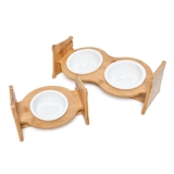 Кошачья чаша двойная миска с кошачьим бассейном бамбуковой полки керамический кот рис напиток с водой из нержавеющей стали кошачья чаша для кошачья кошка продукты