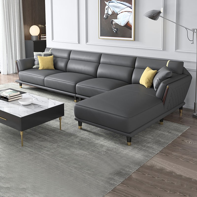 Willpower minimalist real leather sofa Nordic minimalist modern small family sofa Living room Combined headlayer cow leather sofas