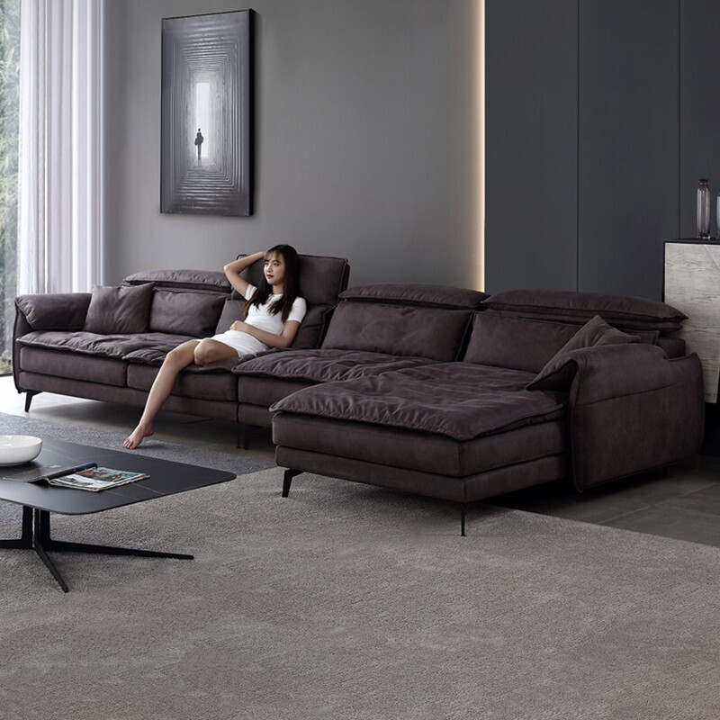 Living-style tech cloth sofa large and small family room L type fabric sofa combined trio position suit furniture