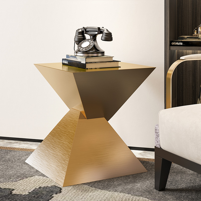 Small coffee table simple modern creative side table light luxury Nordic living room small apartment golden special-shaped stainless steel corner table