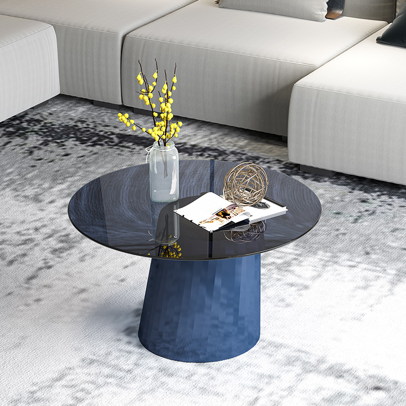 Light Extravagant Tea Table Round American Modern Minima Tempered Glass Creative Blue Designer Tea Table Sofa Tea Table