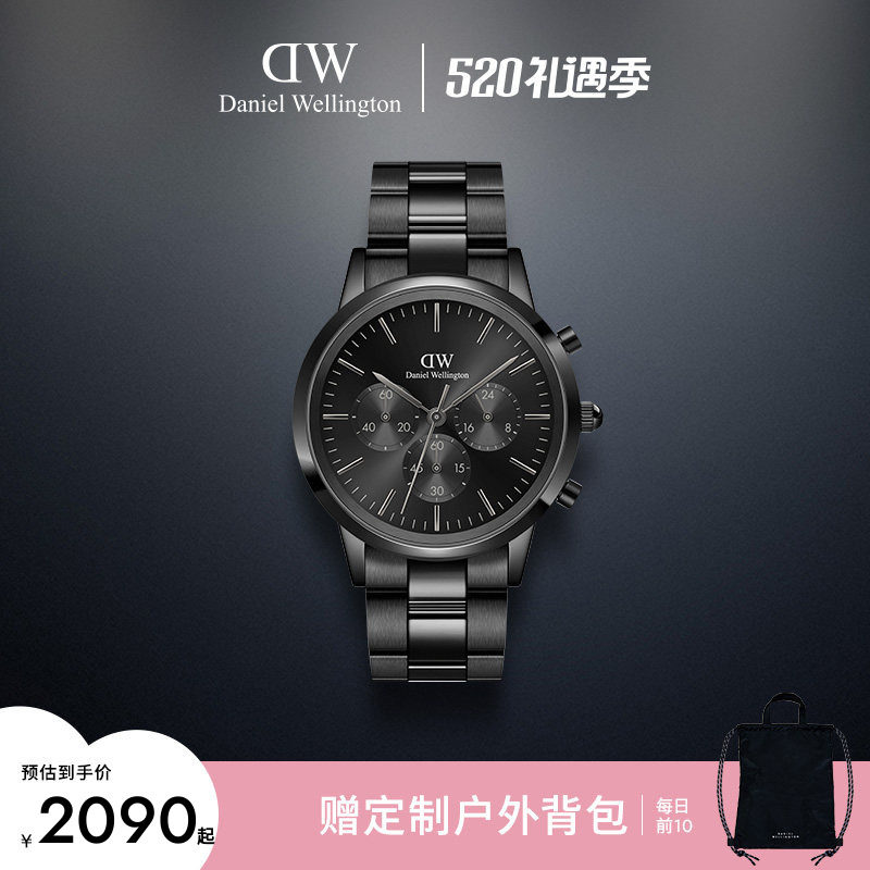 Мужские часы DW watch, культовый трехглазый хронограф, кварцевые часы из нержавеющей стали, мужские деловые часы с большим циферблатом для бойфренда