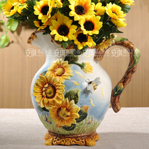 European-style sunflower ceramic vase simulation vase home accessories TV cabinet porch ornaments wedding gifts