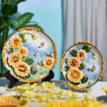 Fangya sunflower ceramic hanging plate decoration plate TV cabinet porch decoration home decoration decoration decoration distribution plate rack