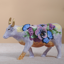 Fangya brand Pansy cow ceramic ornaments porch decoration porch living room TV cabinet ornaments birthday gifts home