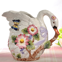 European simple European colorful swan ceramic vase Flower vase Simulation flower vase ornaments Home accessories