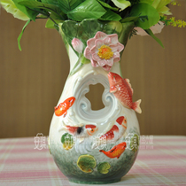 Jane European fish leap dragon door ceramic vase flower living room decoration TV cabinet coffee table new house decoration home gifts