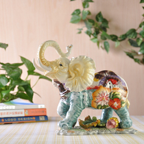 Fang Ya American hand-painted water lily lucky elephant medium ceramic decoration new room living room decoration business gift TV cabinet