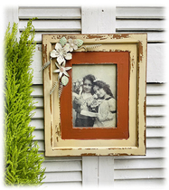 Fataway solid wood iron retro made old solid iron flower decoration 7 inch photo frame swinging piece can hang wall nostalgic style