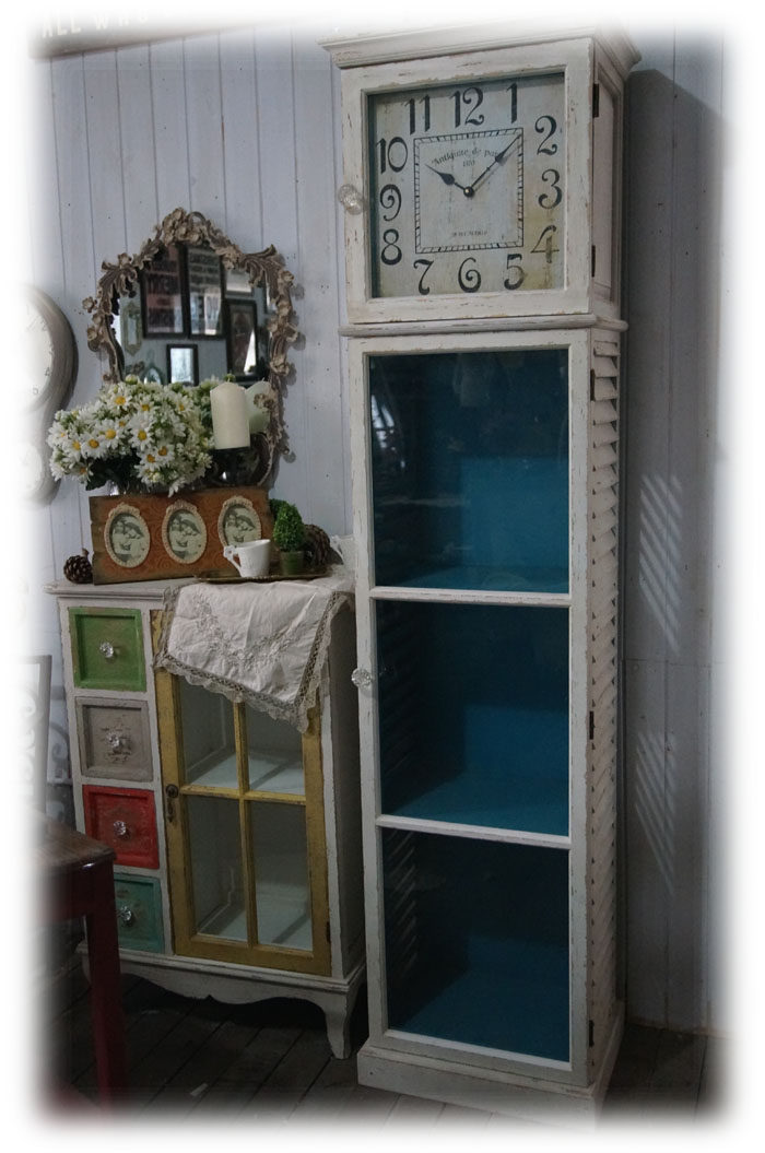 Original single white wood retro made of old bell cabinet ground bell Mediterranean Style special price