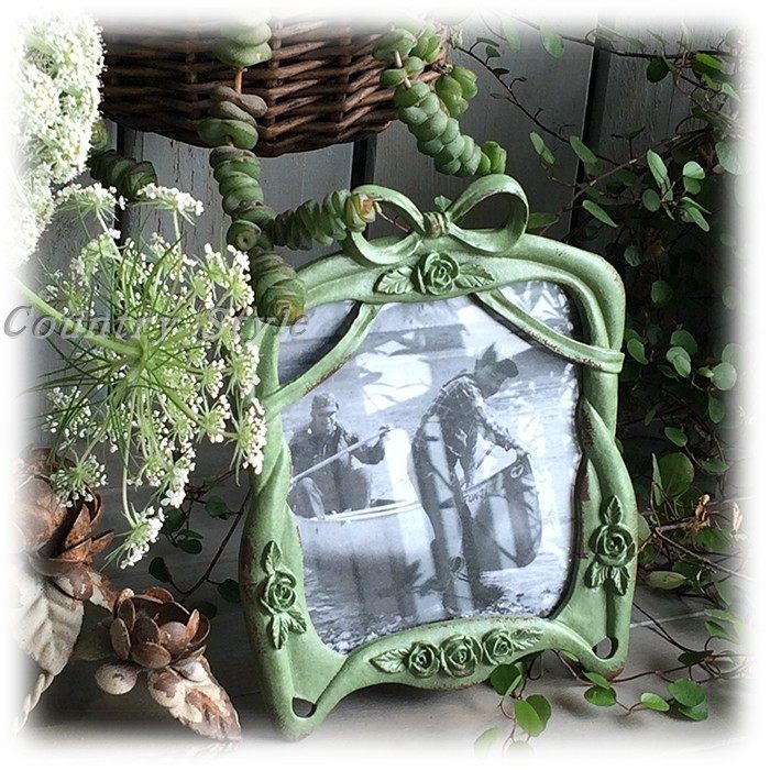 Export tail single green iron retro old rose photo frame antique-like shooting props