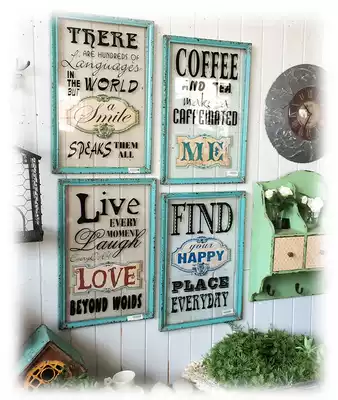 Export proofing solitary wood vintage old glass printed wall hanging four optional bar decoration