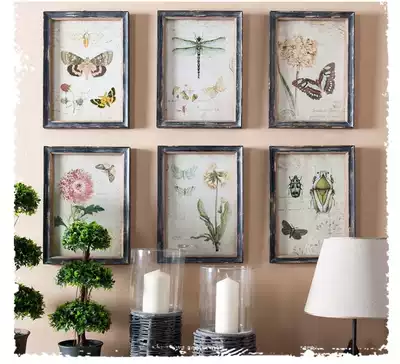Export tail single French country wood antique insect pattern wall hanging background wall decoration magazine