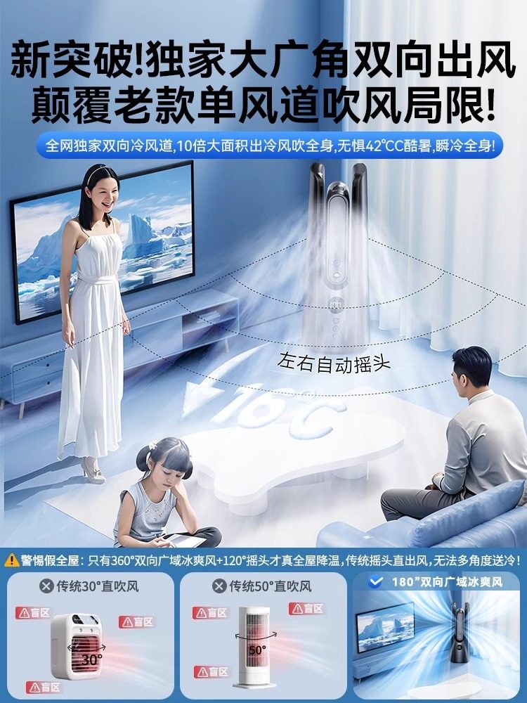 2025 New Model for Home, Office, Bedroom, Desktop Water-Cooled Spray USB Rechargeable Silent Oscillating Ultra-Long Battery Life Cooling