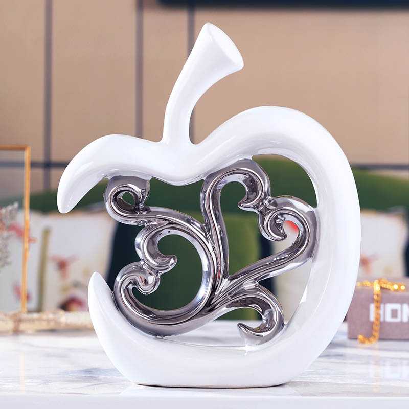Creative furnishing articles of ceramic arts and crafts continental contracted household wine sitting room adornment ornament silver hollow out the apple