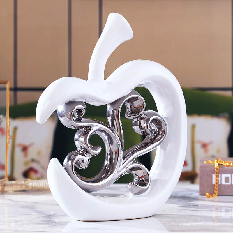 Creative furnishing articles of ceramic arts and crafts continental contracted household wine sitting room adornment ornament silver hollow out the apple