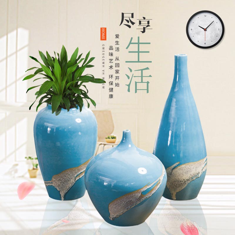 Creative new Chinese be born ceramic vase three - piece home sitting room ark adornment furnishing articles TV ark, decoration