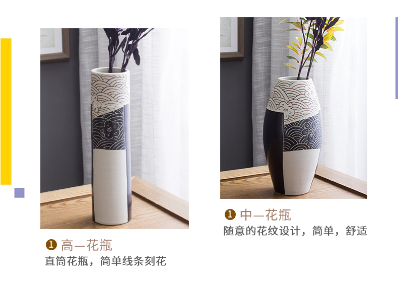 Ceramic vase furnishing articles three - piece suit I and contracted sitting room ground Ceramic flower arranging flower art decoration creative decorations