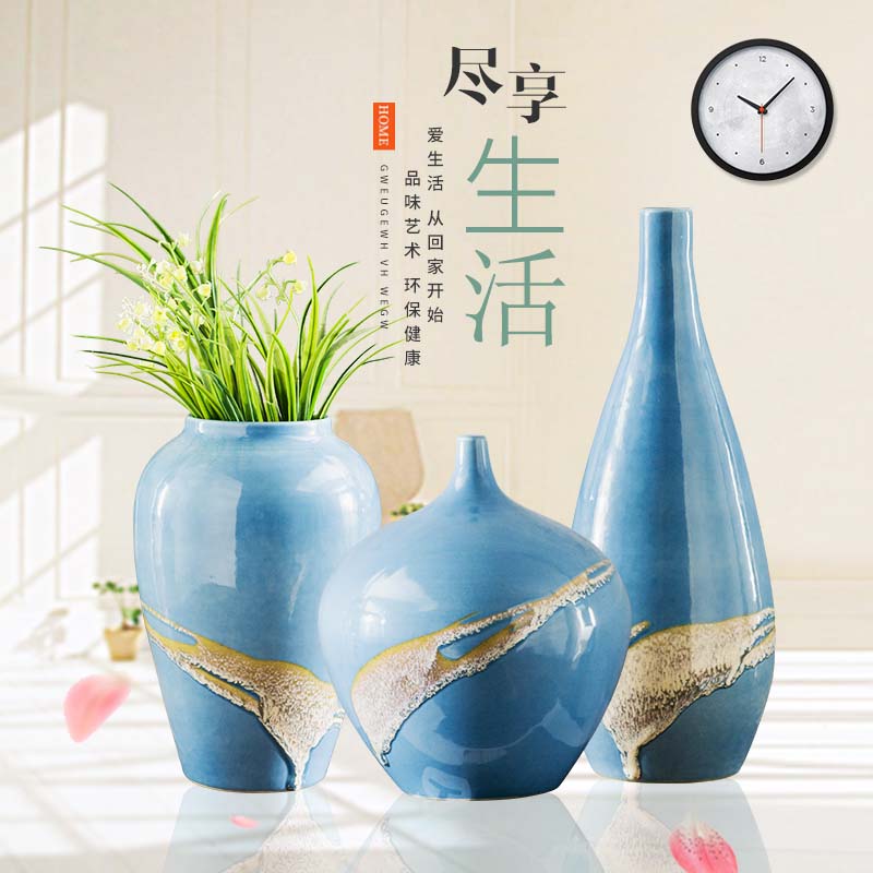 Creative new Chinese be born ceramic vase three - piece home sitting room ark adornment furnishing articles TV ark, decoration