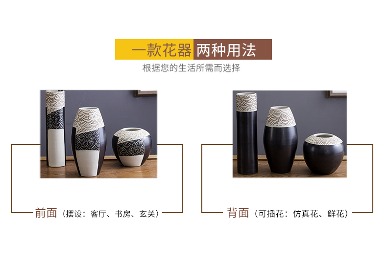 Ceramic vase furnishing articles three - piece suit I and contracted sitting room ground Ceramic flower arranging flower art decoration creative decorations