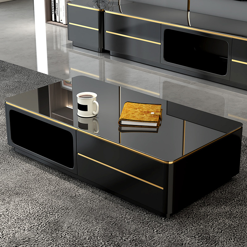 Rock plate tea table TV cabinet Composition modern minimalist small family style Living room New Italian style light extravagant and windy red ground cabinet