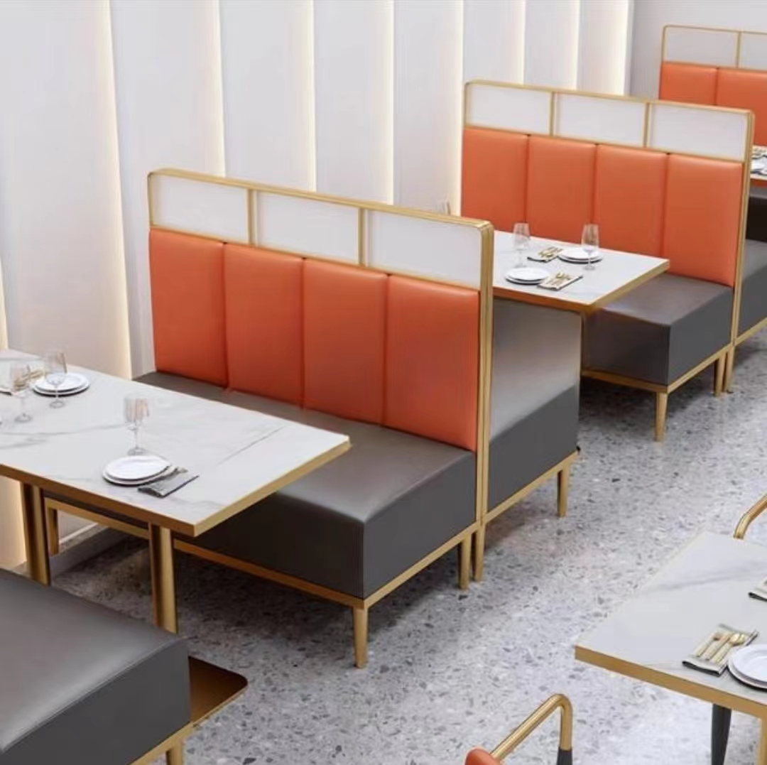 Light luxury modern minimal tables and chairs combination themed dining room barbecue hot pot café custom