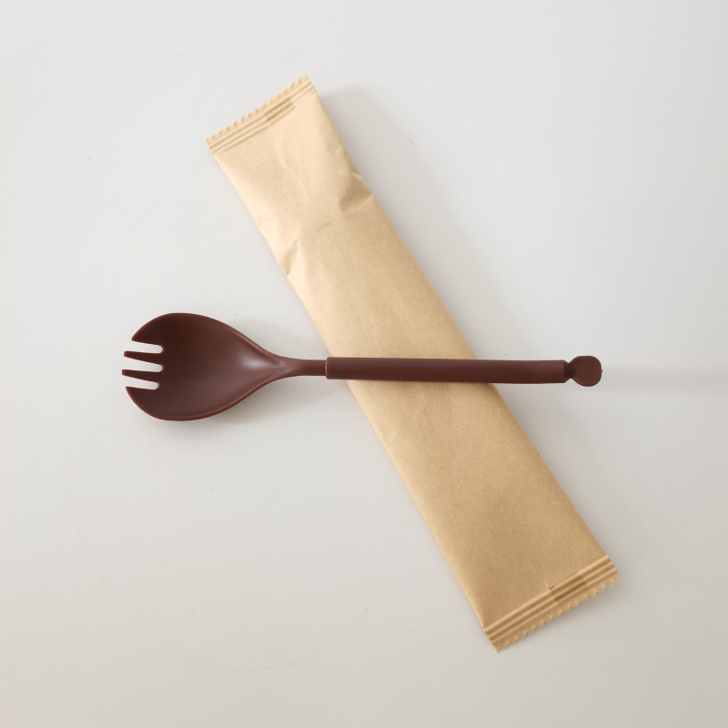 Disposable Fork Spoon Thickened Kraft Paper Independent Packaging Takeaway Salad Fork Spoon Integrated Fork Fruit Fork Spoon Rice Spoon-Taobao