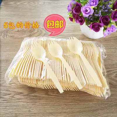Disposable spoon fork 100 plastic fork spoon thickened cake dessert spoon fork spoon one 