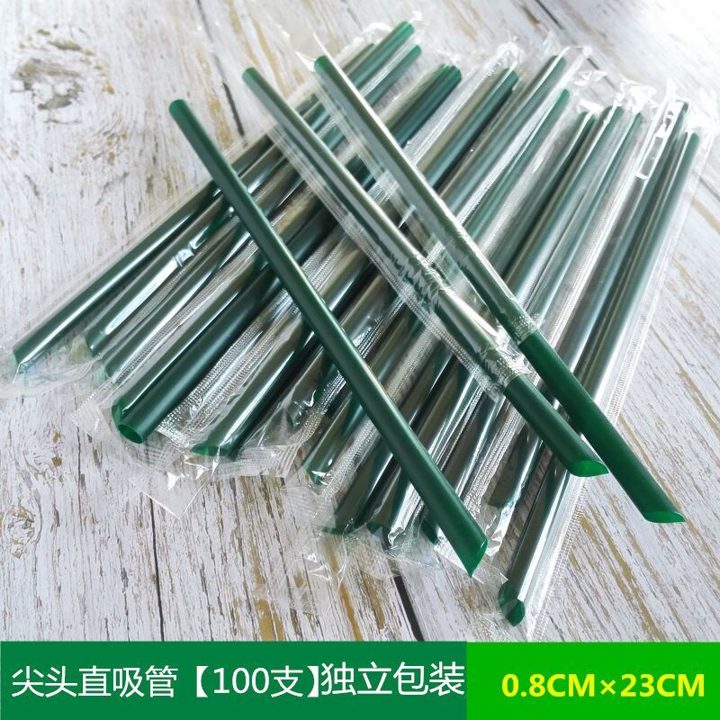 Straw disposable extended medium thick straw independently packed 23CM pointed straight straw