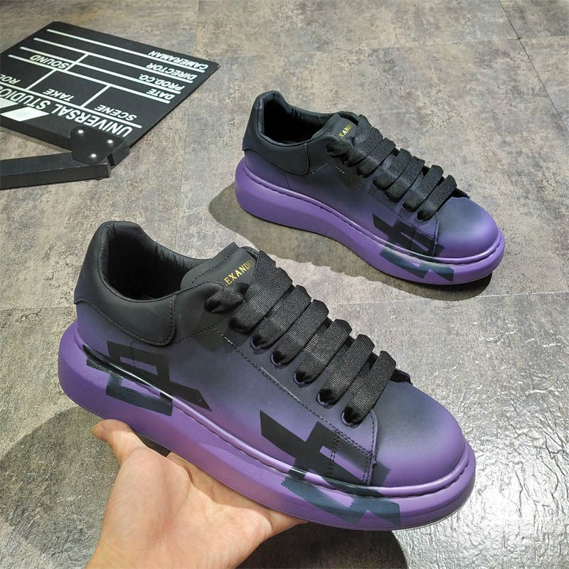 2022 new McQuinda graffiti white shoes personality trendy shoes thick-soled increase men's shoes sports camouflage student sneakers