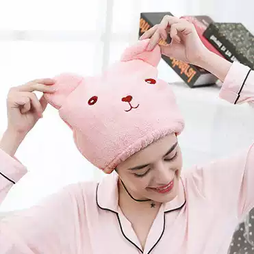 Korean cartoon dry hair cap shampoo towel super absorbent adult cute shower cap quick-drying bag turban Children's nightcap