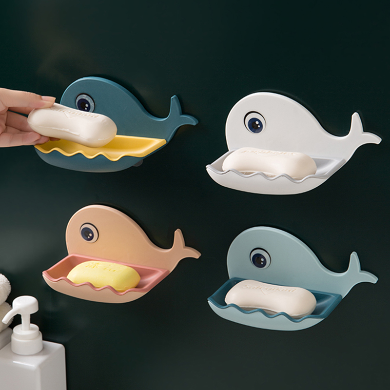 Soap cartridge free punch wall hanging drain rack creative cartoon student dormitory home bathroom soap shelf