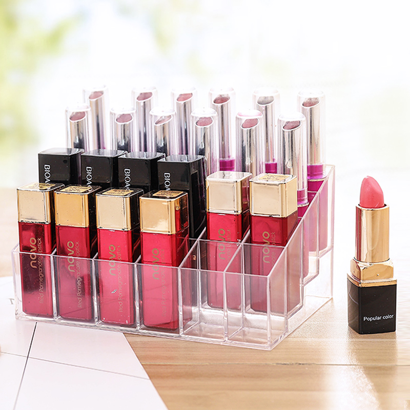 Transparent Dogmouth red containing box Show 24 Gg plastic Desktop lip lipstick Lipstick Makeup Case