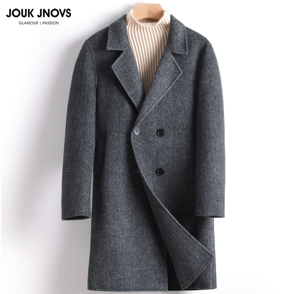 Light luxury new double-sided wool coat men's fashion double-breasted mid-length coat slim-fit British windbreaker trendy brand