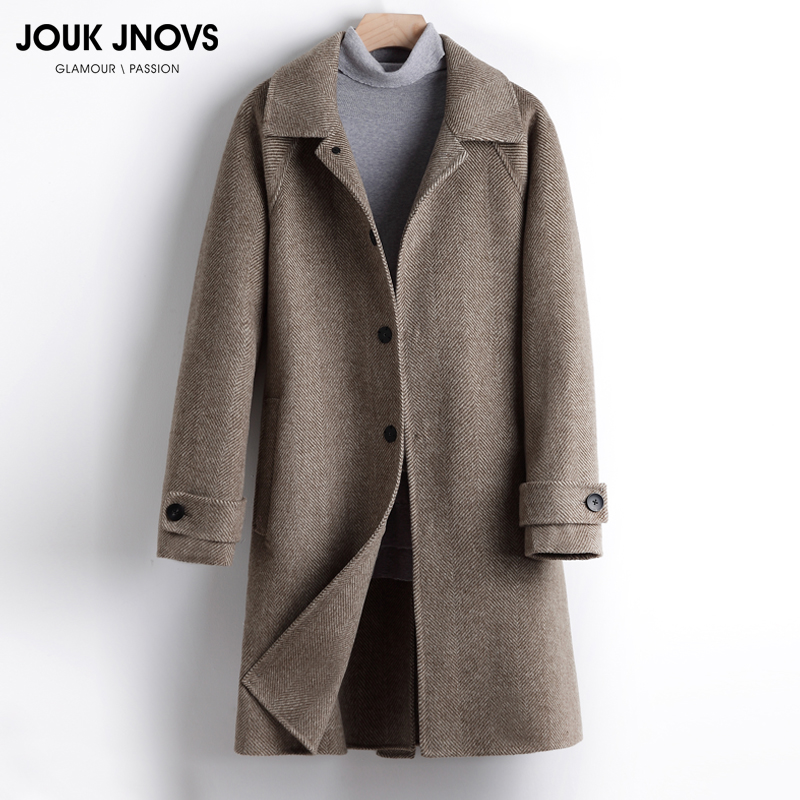 Clear cabin Advanced sensation Double-sided wool coat men's character tattooing long single row of single row buttoned with wind clothes winter jacket belt-Taobao