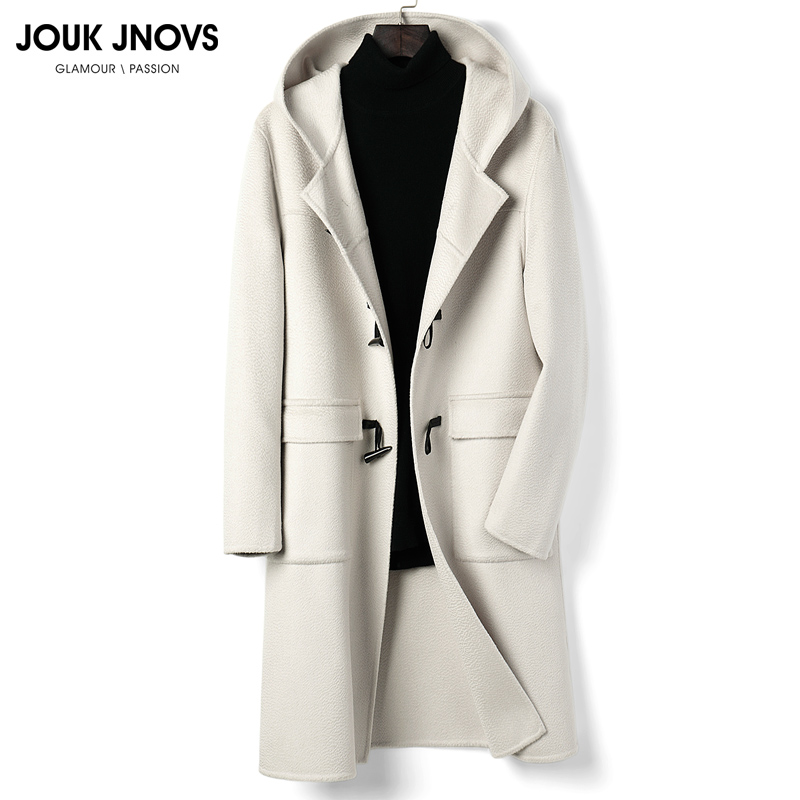Light luxury new double-sided wool coat male and long autumn and winter coat water ripple fashion coat tide
