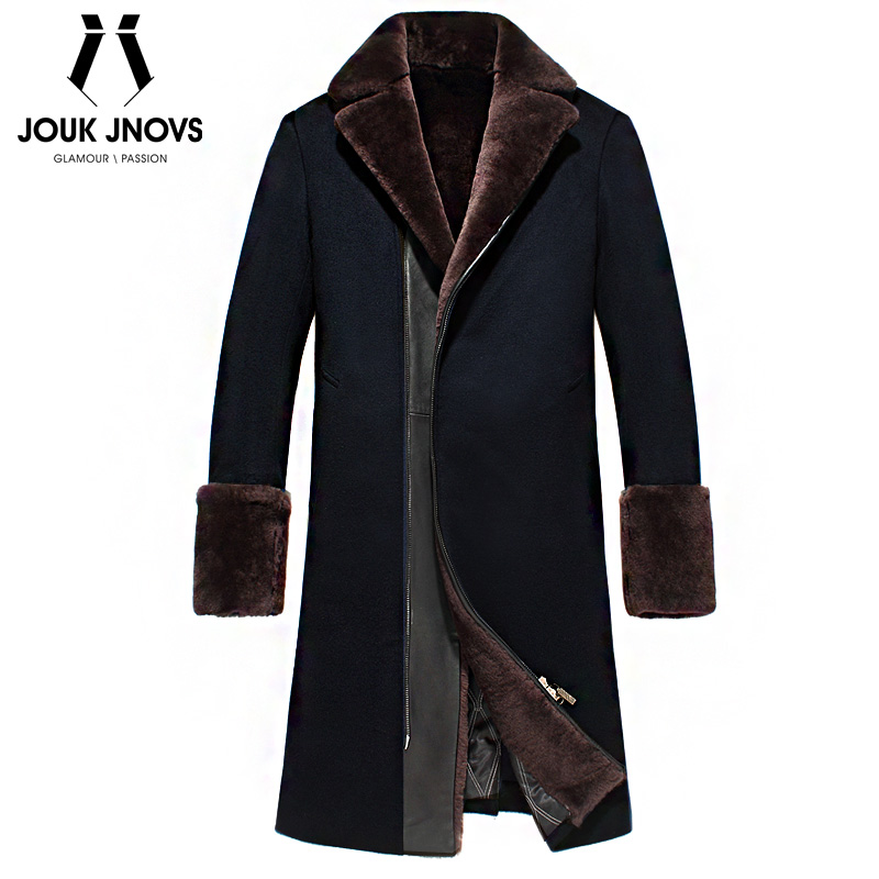 New Men in autumn and winter long thickening coat wool cloth coat tilted zipper fashion sheep shear cut