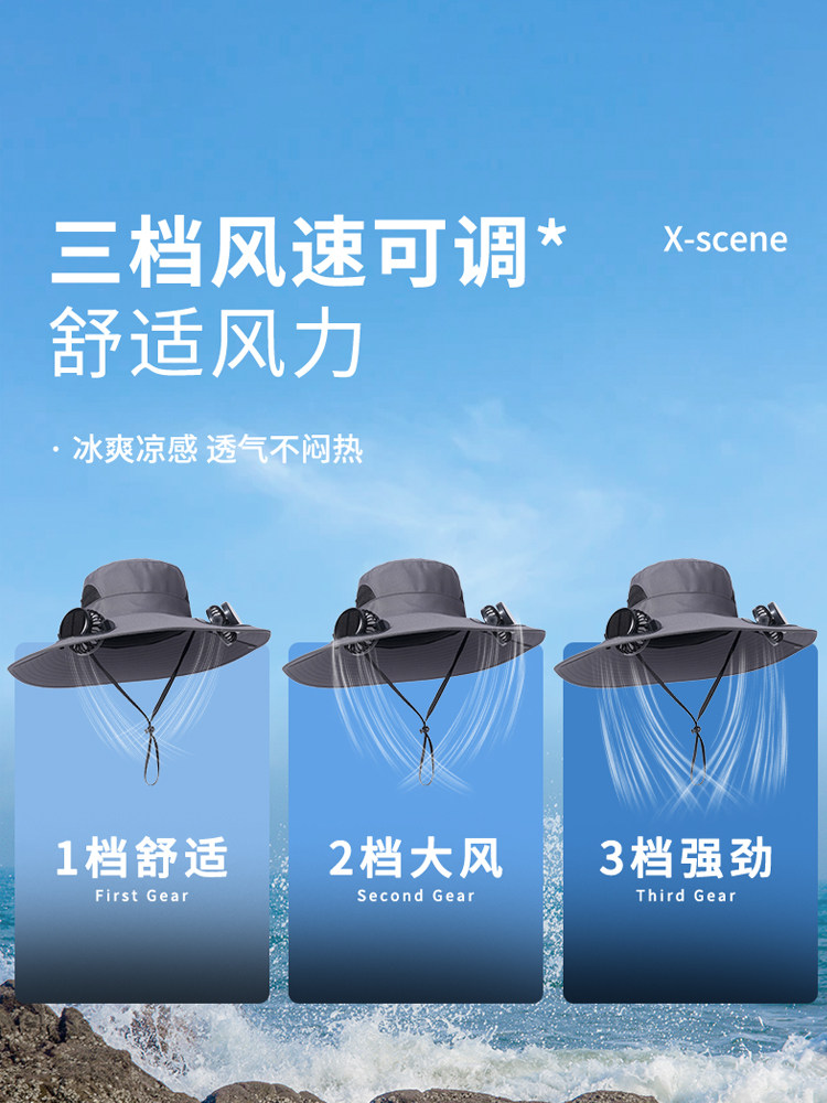 Solar Fan Hat for Men, Outdoor Hiking, Fishing, Anti-Uv Sunshade, Fisherman Hat with Fan