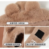 Демисезонная милая шапка, бархатный утепленный шарф, перчатки с капюшоном, комплект, с медвежатами, плюшевая, 3 предмета