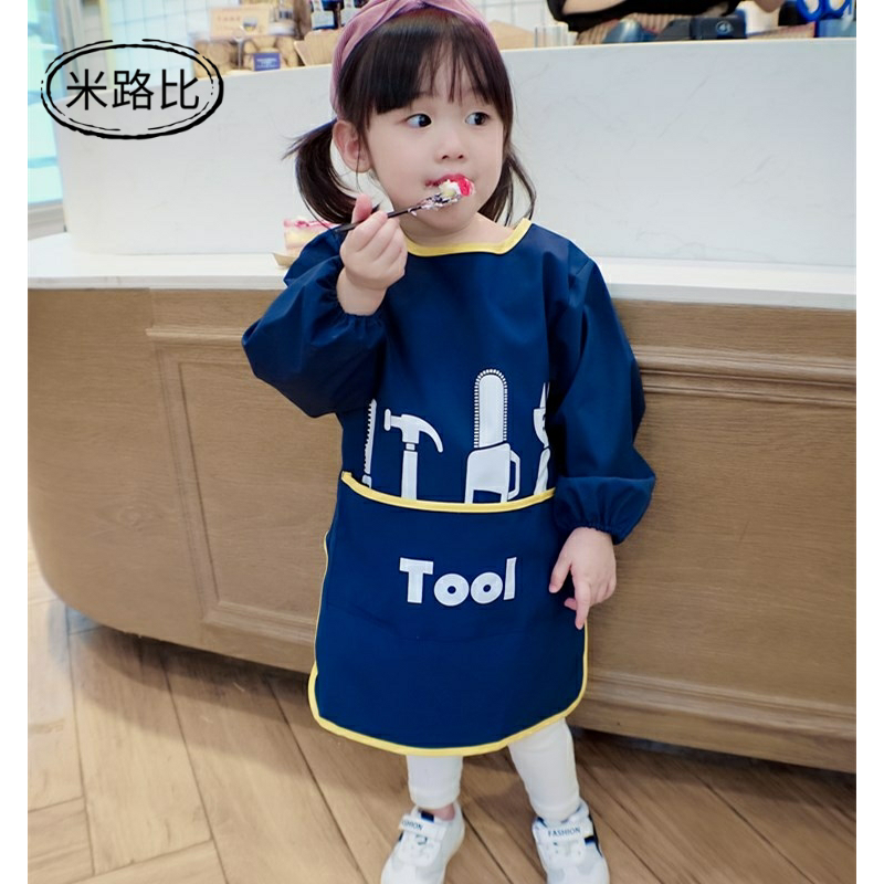 Painting waterproof clothes winter baby autumn baby long-sleeved apron dress big bib back lengthen dinner children
