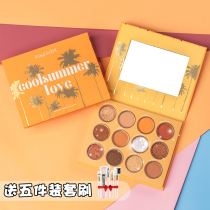  Net red twelve-color eye shadow palette ins Super fire Super fire pumpkin earth color beads bright film Mashed potato glitter