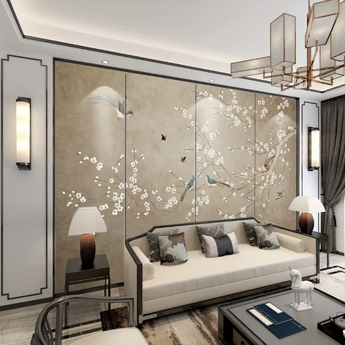 Новый китайский телевизионный фон стена жесткая сумка легкая роскошная птица для птицы кровати мягкая сумка гостиная диван главная спальня и телевидение