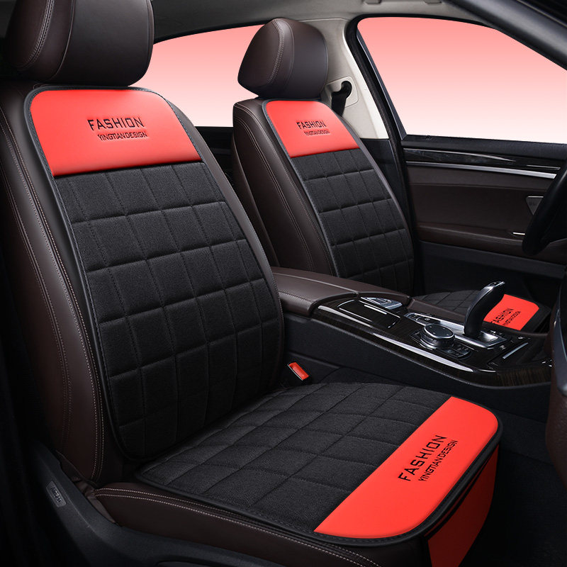 Car cushions Four Seasons Linen Seat Cushion No Backrest Anti Slip Single Cushion Three Sets Car Supplies Universal seat cover